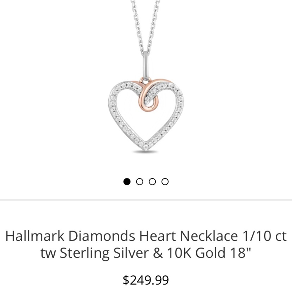 Sterling silver heart diamond necklace